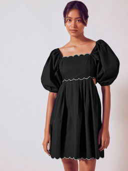 The Label Life - Women Monochrome Scallop Detail Dress