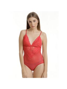 Zivame - Lace N Mesh Teddy - Red