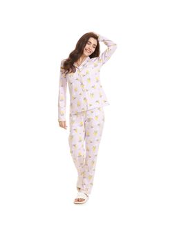 Zivame - Love Bugs Sleep Shirt N Pyjama Set - Lavender N Print