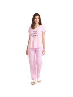 Zivame - Lazy Days Top N Pyjama Set - Lavender N Print