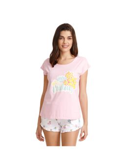 Zivame - Lazy Days Top N Shorts Set - Lavender N Print