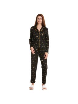 Zivame - Spooky Stories Sleep Top N Pyjama Set - Black N Print
