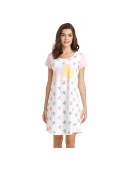 Zivame - Lazy Days Short Nighty - White N Print