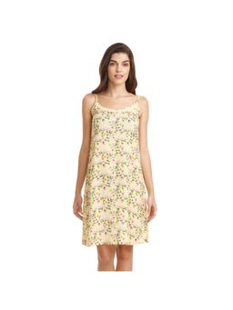 Zivame - Flowers and Frills Short Nighty - Yellow N Print