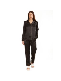 Zivame - Satin Chic Top N Pyjama Set - Black
