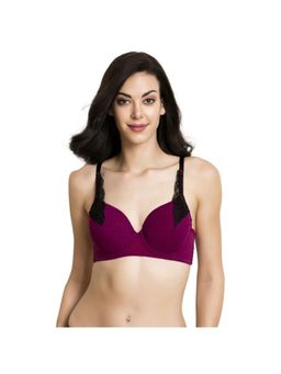Zivame - Plush Polka Padded Wired T-Shirt Bra - Purple