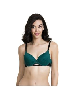Zivame - Mesh Moderate Lift Push Up Bra - Green