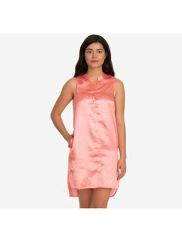 Zivame - Satin Stripes N Polkas Mid Length Nighty - Pink N Print
