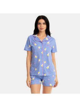 Zivame - Hen Party Top N Shorts Set - Lavender N Print