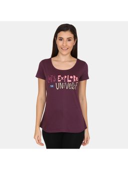Zivame - Celestial Radiance Knit Cotton Sleep Top - Purple