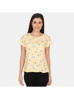 Zivame - Artic Wilds Knit Cotton Sleep Top - Yellow