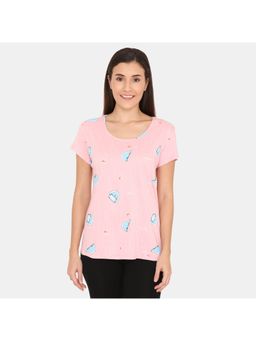 Zivame - Artic Wilds Knit Cotton Sleep Top - Pink