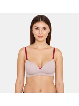 Zivame - Padded Wirefree 3/4th Coverage Ultra Soft All Day T-Shirt Bra - Purple Dove
