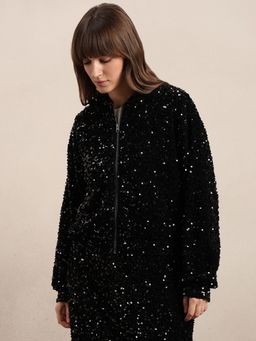 VERO MODA - Black Polyester Zipper Jacket