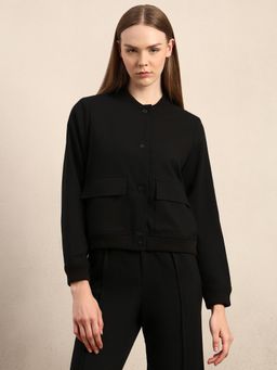 VERO MODA - Black Polyester Snap Button Jacket
