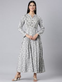 NEERU'S - Grey Casual Paisley Maxi Dress