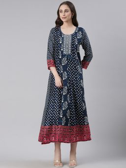 NEERU'S - Blue Casual Printed Maxi Dress