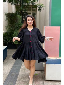 RANGREZA ETHNIC - Black Belly Flare Dress