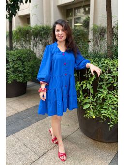 RANGREZA ETHNIC - Blue Belly Flare Dress
