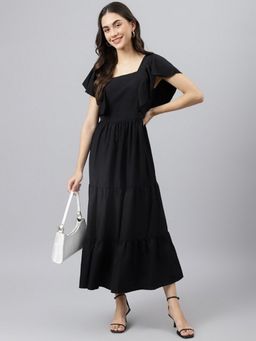Deebaco - Women Black Long Tiered Maxi Dress
