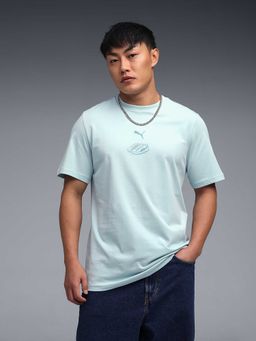Puma - Graphic Print Crew Neck T-Shirt Blue