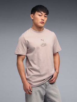 Puma - Graphic Print Crew Neck T-Shirt Beige