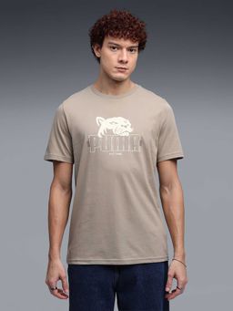 Puma - Mens Graphic Puff Print T-Shirt Beige