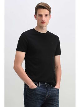 Allen Solly - Men Black Solid Crew Neck T-Shirt