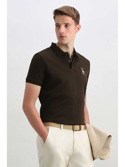 Allen Solly - Men Brown Solid Polo Neck T-Shirt