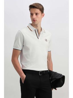 Allen Solly - Men White Solid Polo Neck T-Shirt