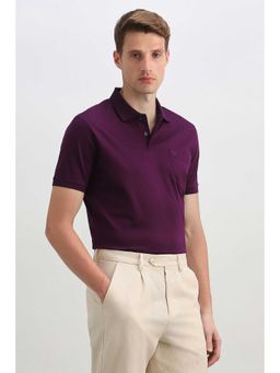 Allen Solly - Men Purple Solid Polo Neck T-Shirt