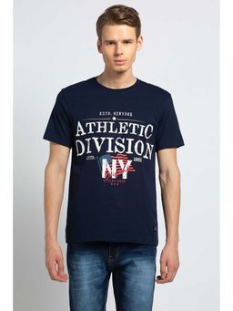 Van Heusen - Men Navy Print Crew Neck T-Shirts