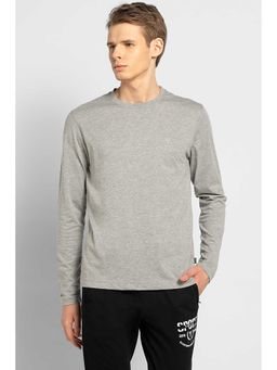Van Heusen - Men Grey Solid Crew Neck T-Shirts