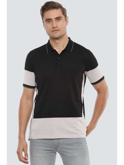 Louis Philippe - Men Black Print Polo Neck T-Shirt