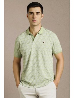 Louis Philippe - Men Green Print Polo Neck T-Shirt