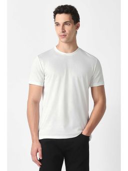 Van Heusen - Men White Solid T-Shirt
