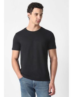 Van Heusen - Men Black Solid T-Shirt