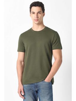 Van Heusen - Men Olive Solid T-Shirt
