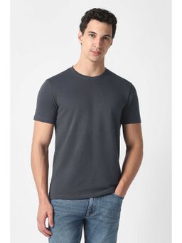 Van Heusen - Men Grey Solid T-Shirt