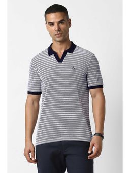 Van Heusen - Men Grey Stripe Polo Neck T-Shirt