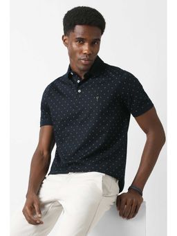 Van Heusen - Men Navy Print Polo Neck T-Shirt