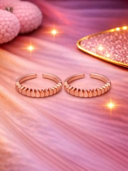 White Velvet - Rose Gold Elegant Braided Wave Adjustable Toe Ring-925 Silver