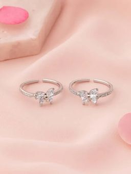 White Velvet - Ethereal Bloom Adjustable Toe Ring-925 Silver
