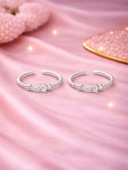 White Velvet - Silver Aurelle Drop 925 Silver Adjustable Toe Ring