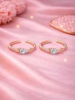 White Velvet - Gold Aurelle Drop 925 Silver Adjustable Toe Ring