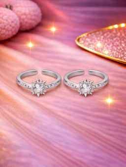 White Velvet - 925 Silver Aurora Bloom Adjustable Toe Ring