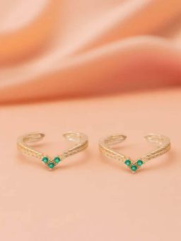 White Velvet - Floral Leaf Charm 925 Silver Adjustable Toe Ring