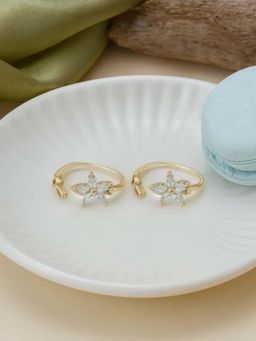 White Velvet - Floral Grace Adjustable Toe Ring -925 Silver