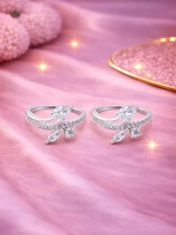 White Velvet - Floral Grace Adjustable Toe Ring -925 Silver