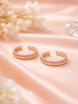 White Velvet - Pink Rose Sparkle 925 Silver Adjustable Toe Ring